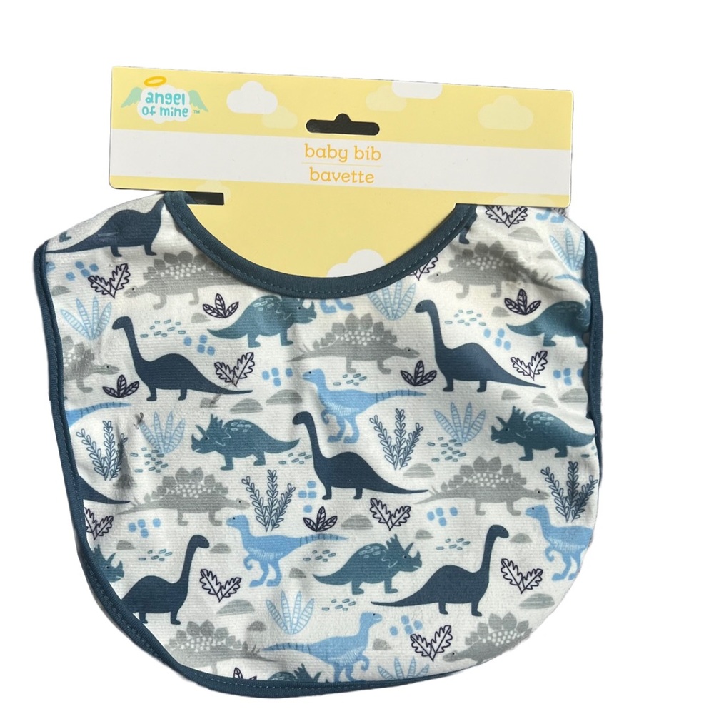 NWT ANGEL OF MINE BLUE‎ DINOSAUR PRINT BIB